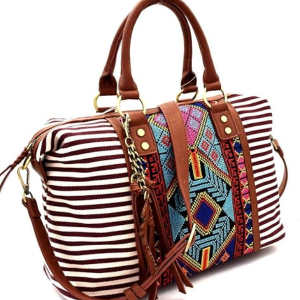 Embroidered Canvas Satchel T4